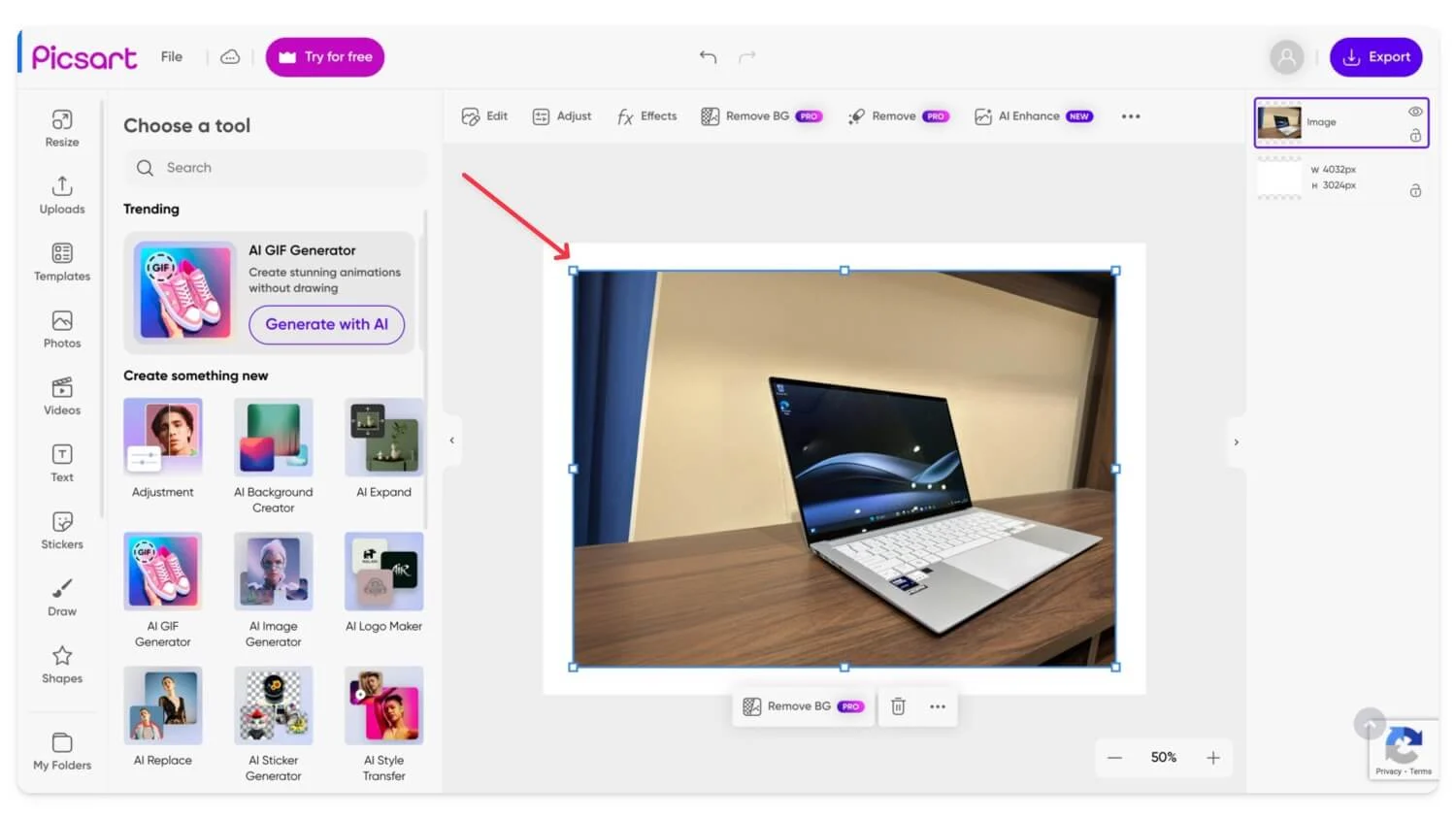 pics art image expander tool