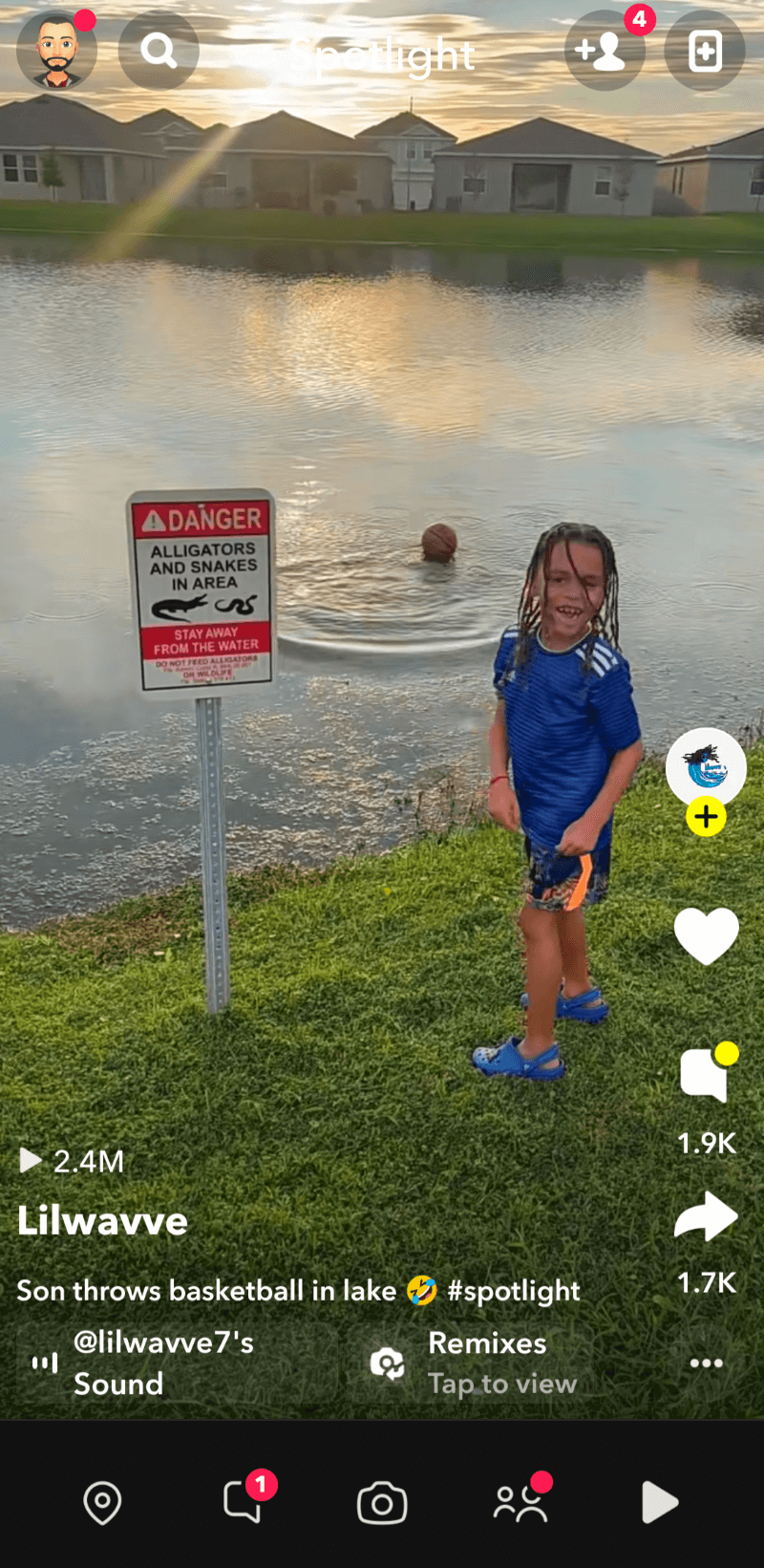 Une vidéo dans Snapchat Spotlight. Source : tests Tech.co