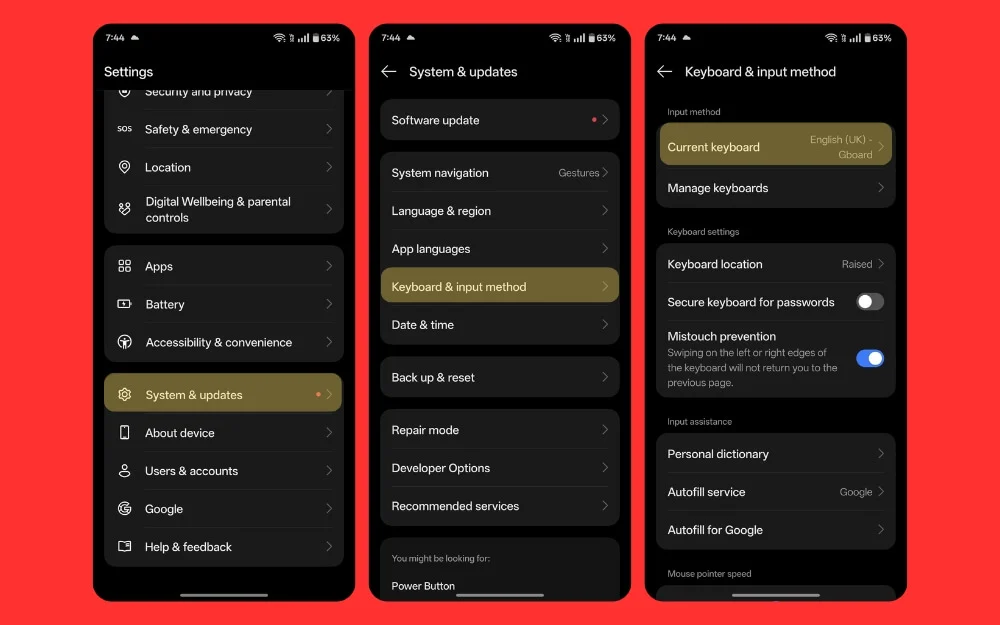 how to change the keyboard to gboard on oneplus smartphone