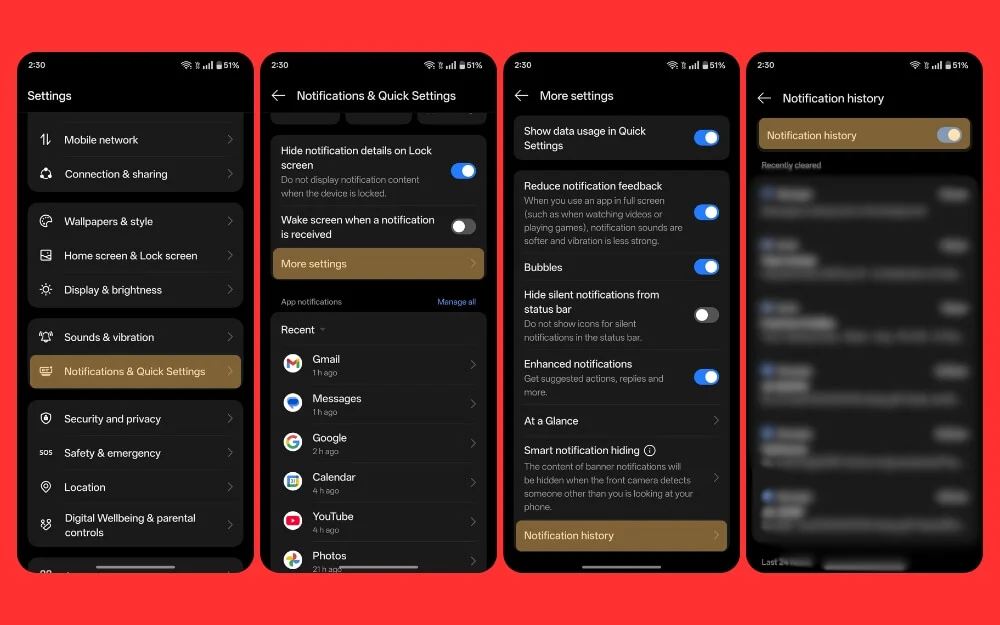 turn on notification summary on oneplus devices