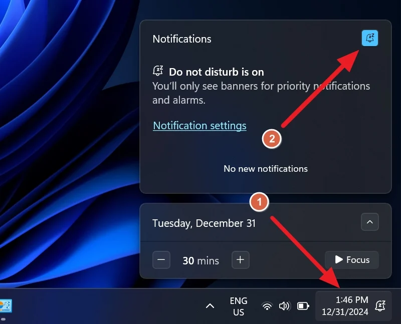 turn off do not disturb on windows 11