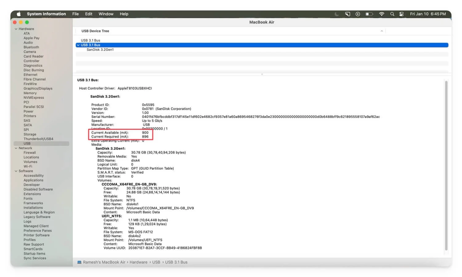  check port power on a mac