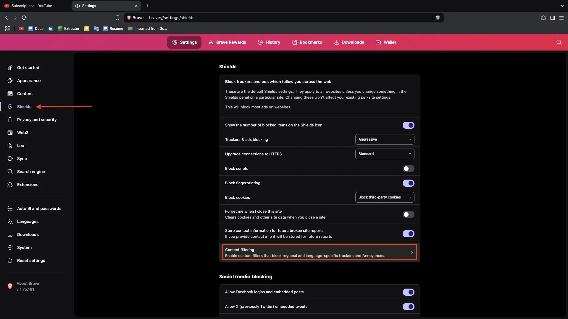 content filtering