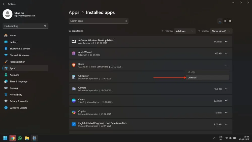 uninstall