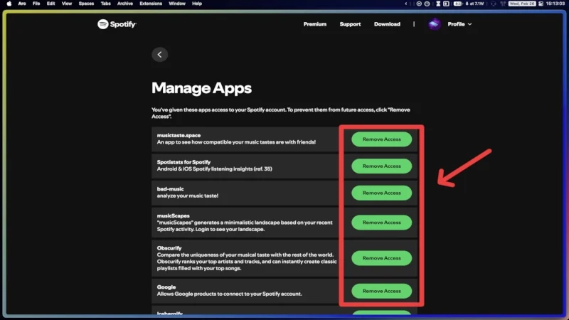 remove access of required apps