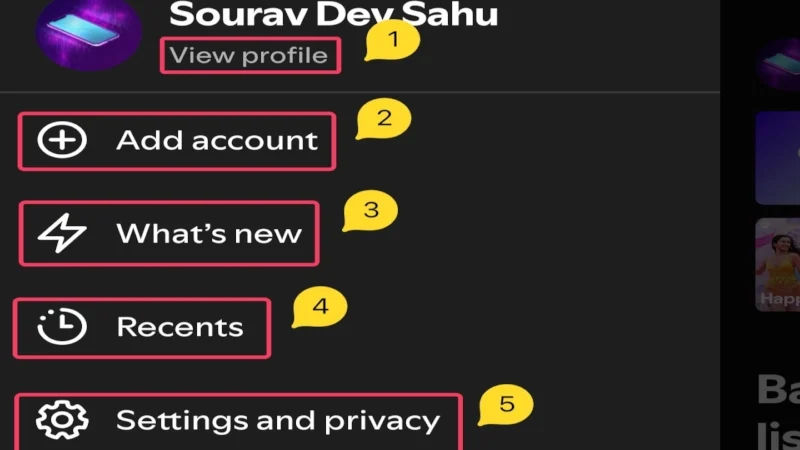 spotify side menu