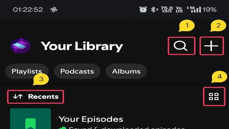 spotify your library page