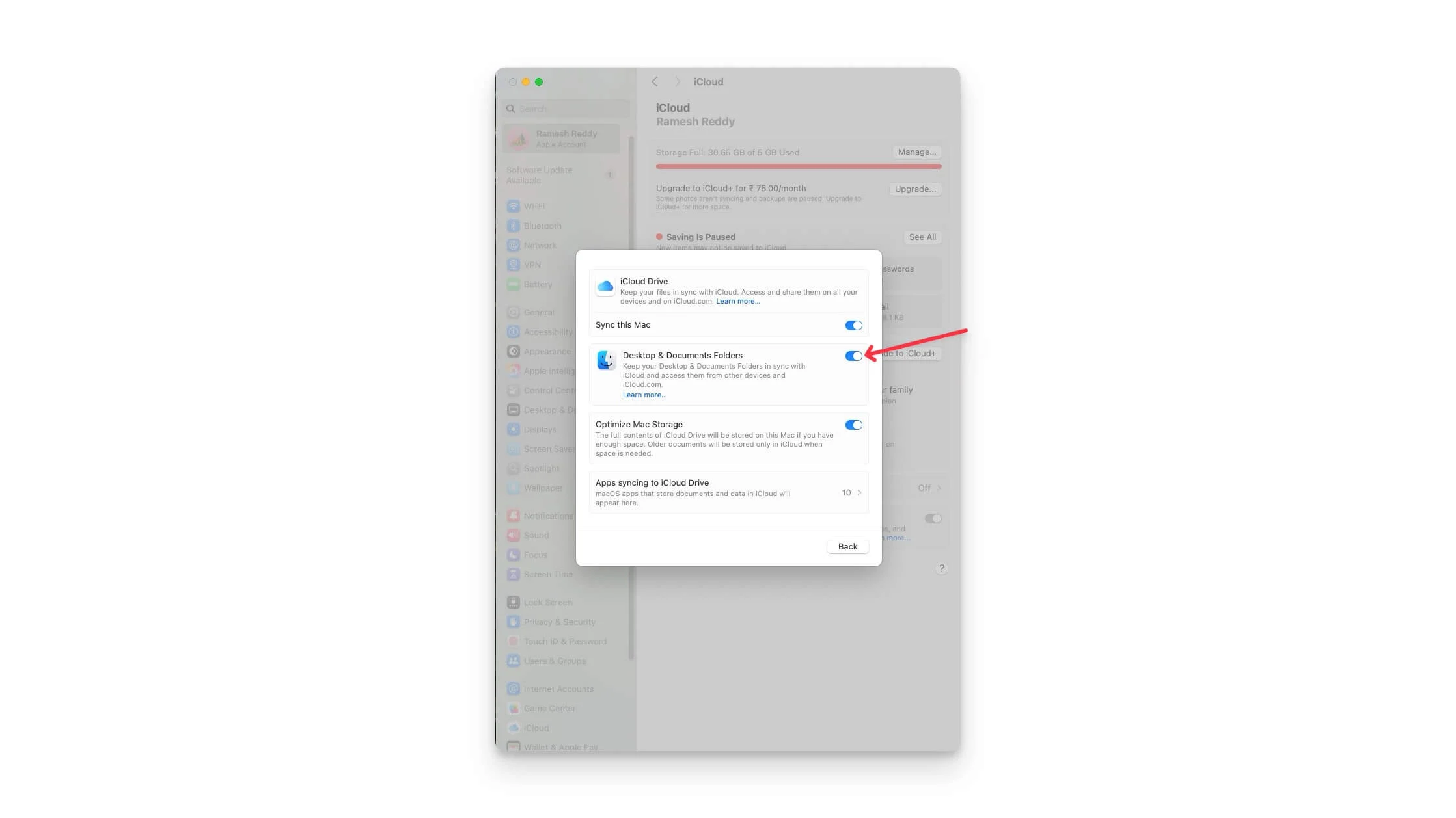 turn on desktop and folder option