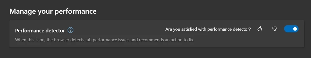 performance detector on edge browser