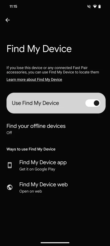 enable find my device on android 15.