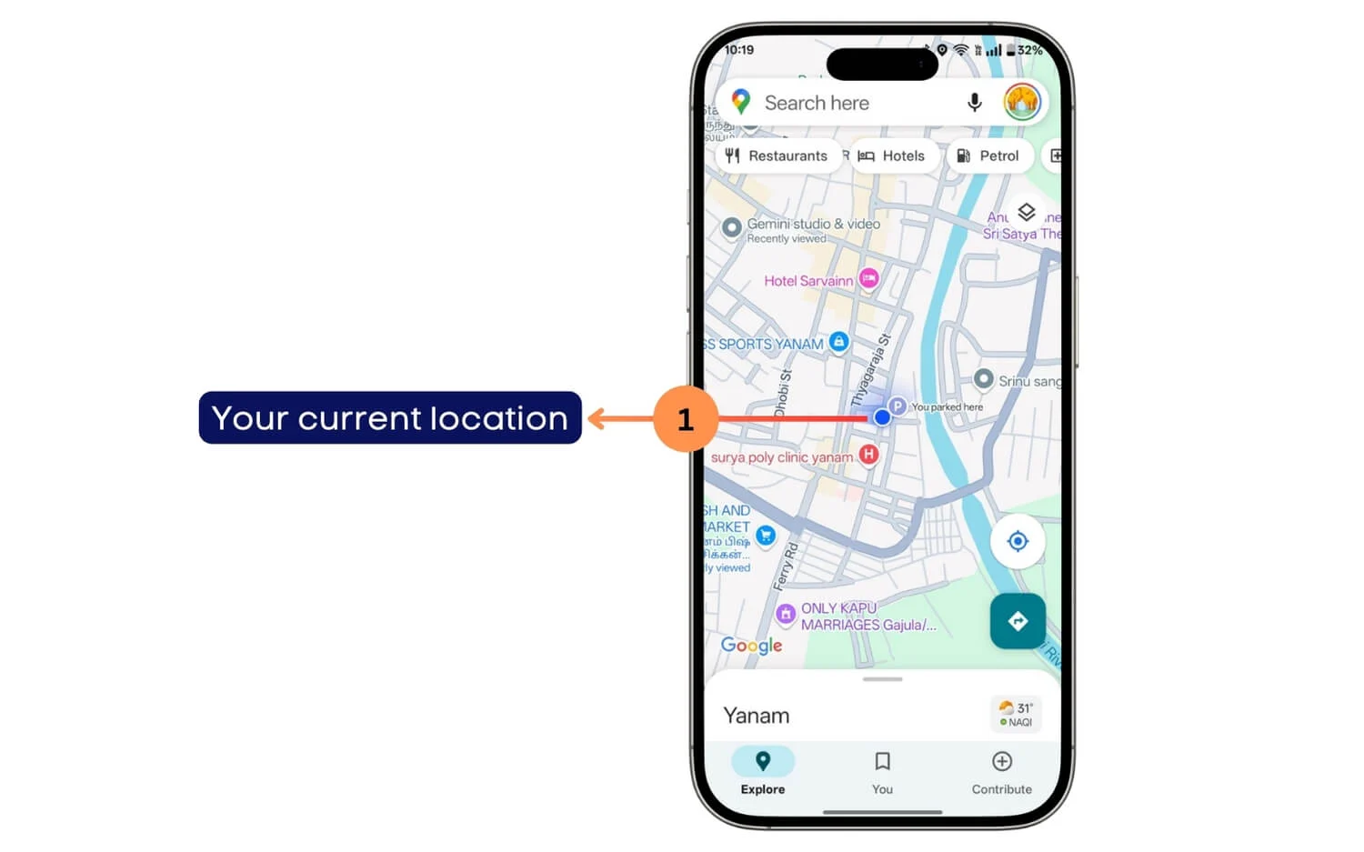 google maps your current location marker