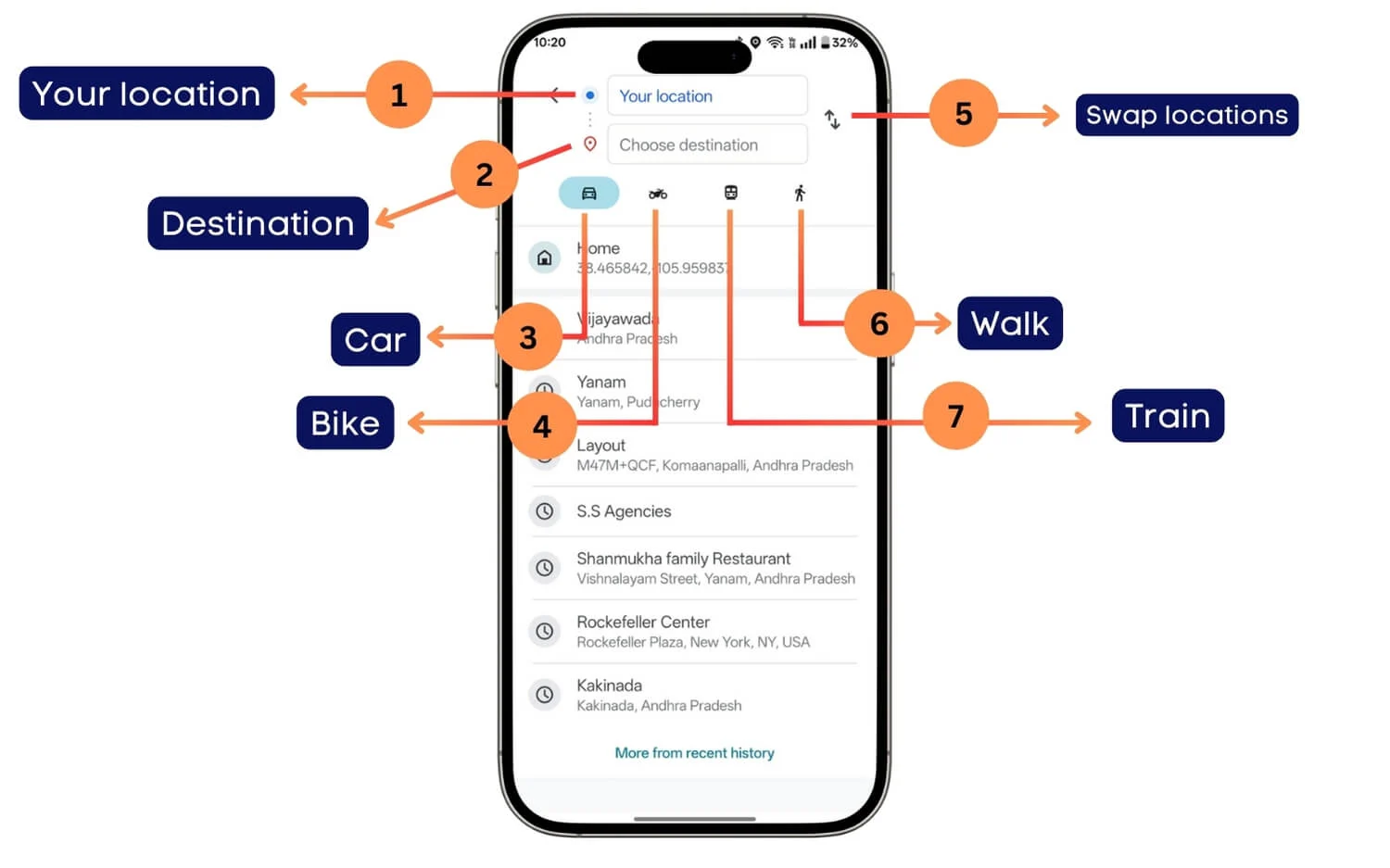 google maps directions input