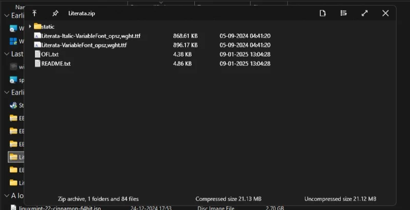 previewing the contents of an archived file using quicklook on a windows pc.