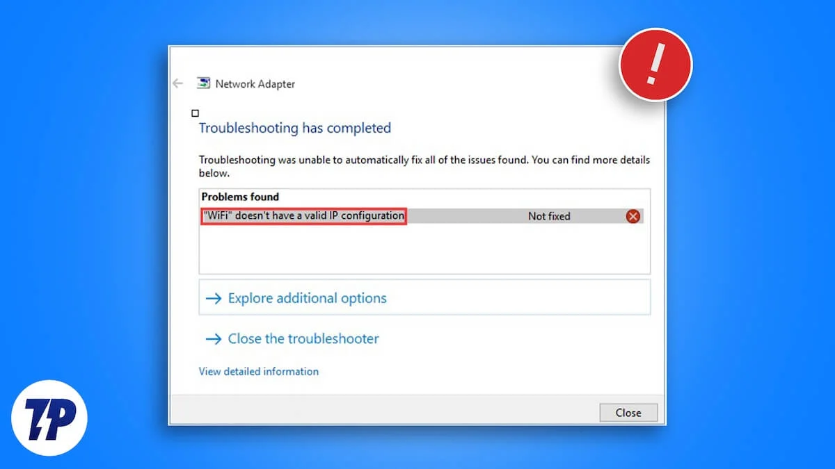 wifi doesn't have valid ip configuration