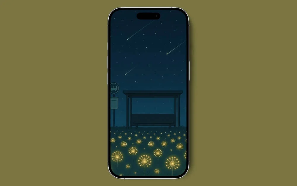 minimalist scene of a bus stop