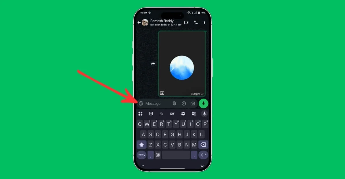 open whatsapp and click on the sticker icon