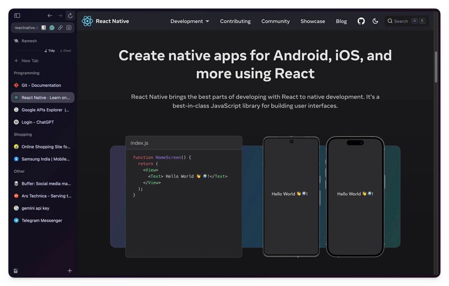 tidy tabs feature in arc browser