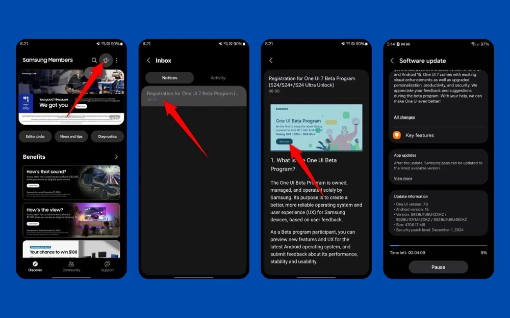 install oneui 7 beta update on your samsung smartphone
