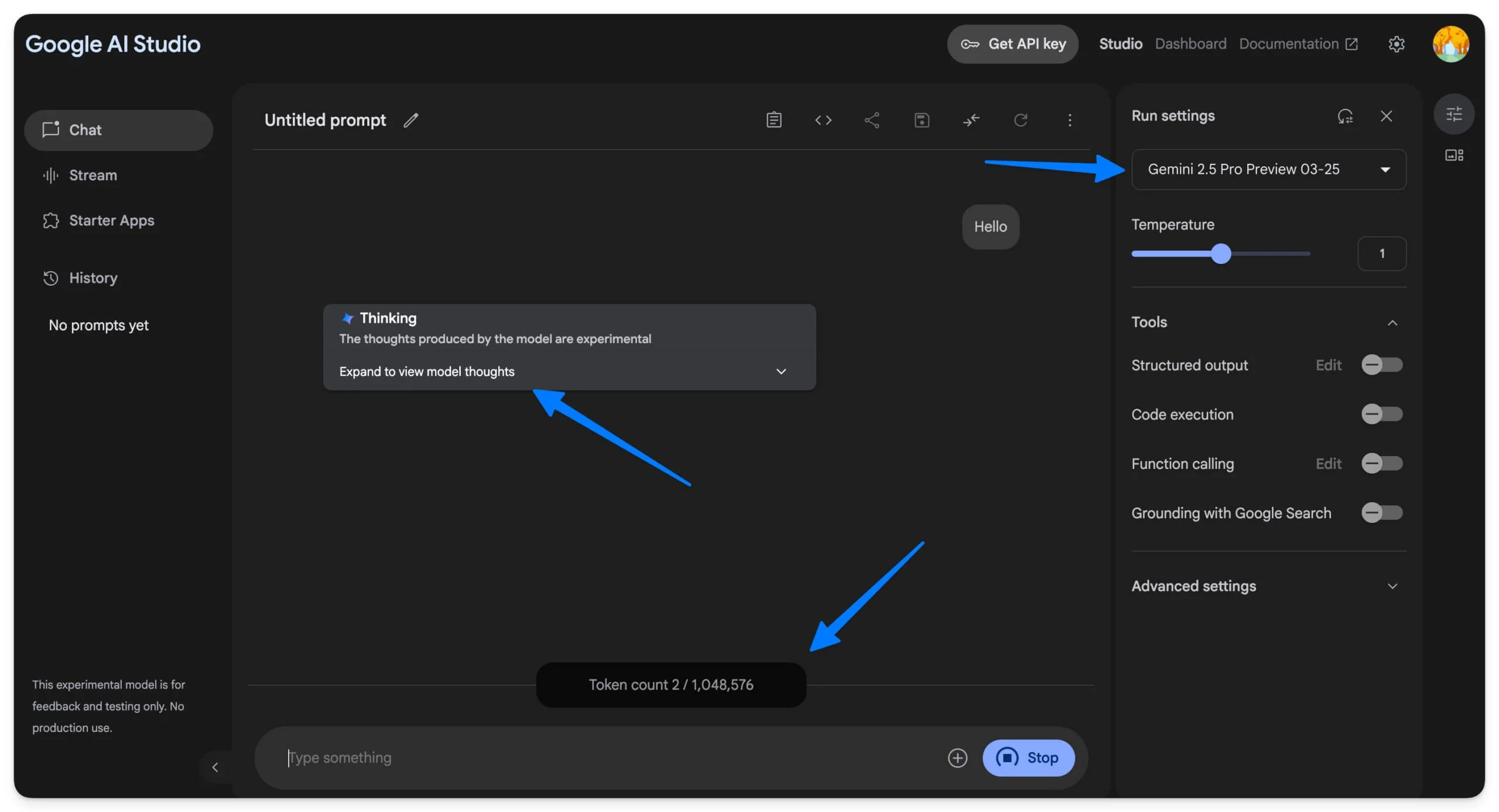 google ai studio prompt results