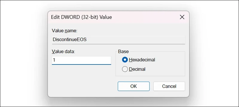 remove end of support notification via registry editor