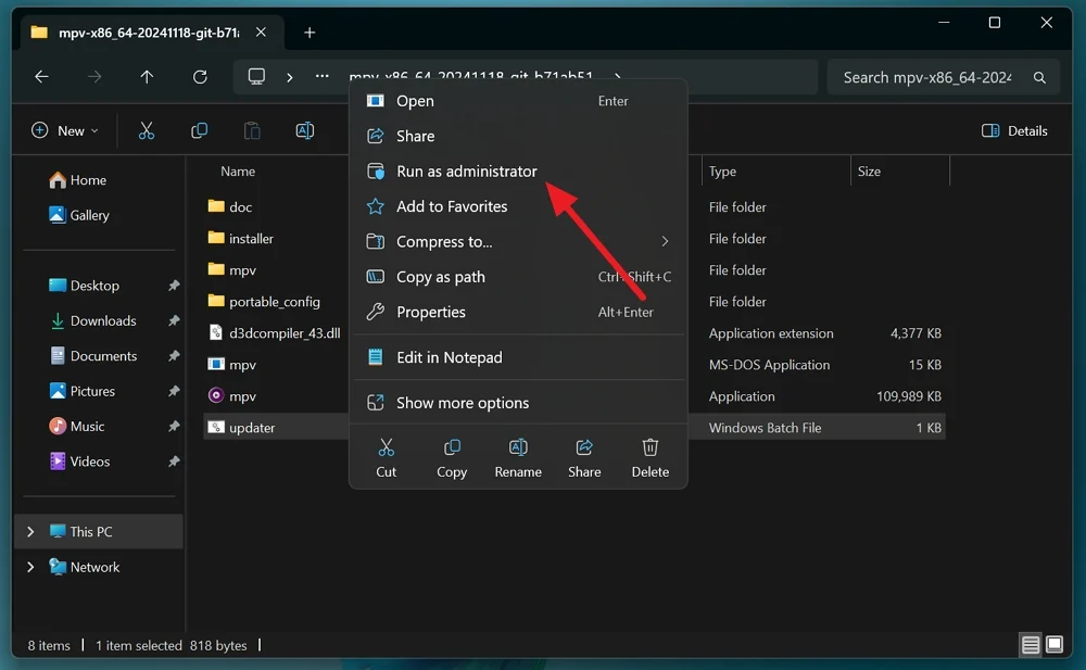 update mpv player on windows