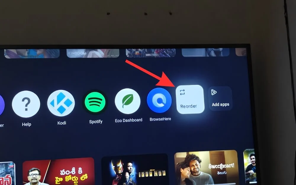 re-order app on android tv