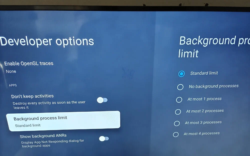 limit background process on your android tv