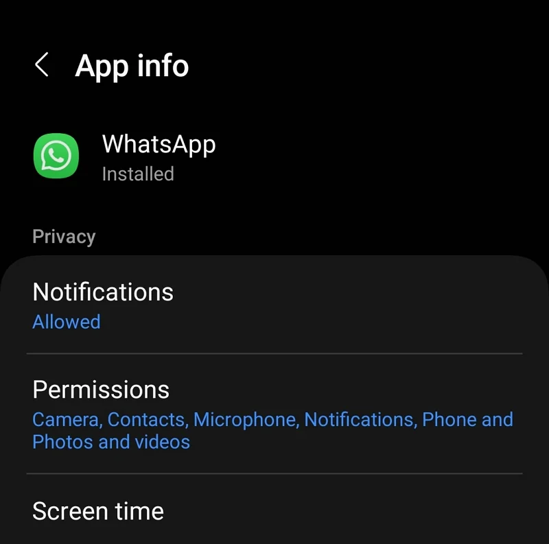 whatsapp permissions