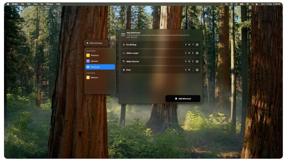 compose shortcut settings