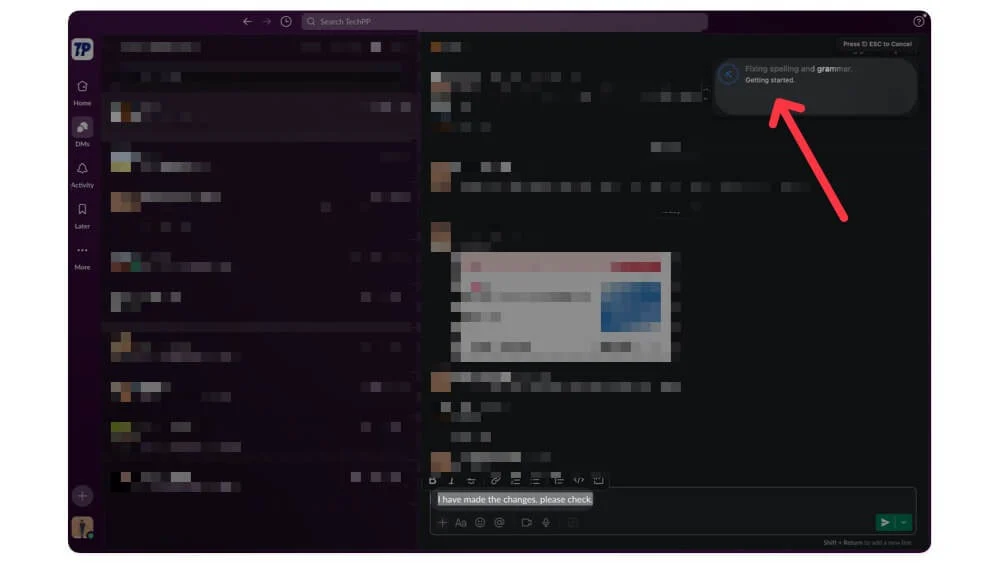 using compose to rewrite text in slack channels