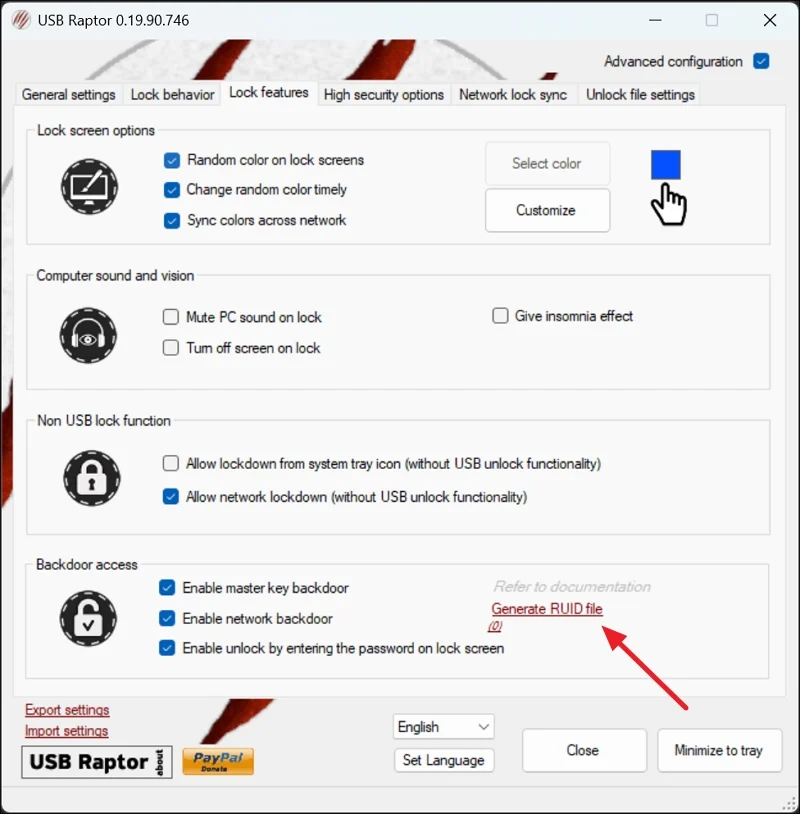 recovery key on usb raptor
