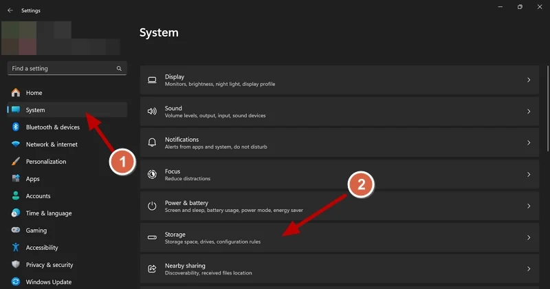 storage settings on windows 11