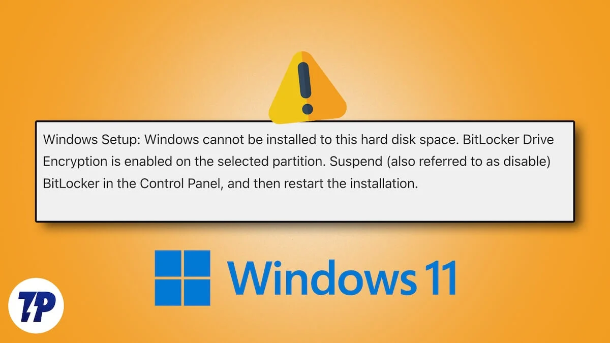 cannot install windows bitlocker drive encryption is enabled on selected partition