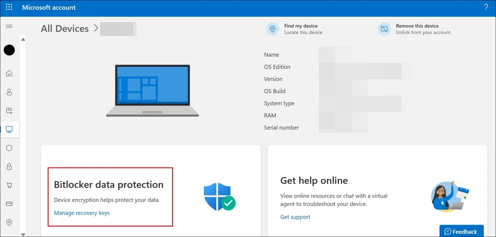 bitlocker recovery keys on microsoft account