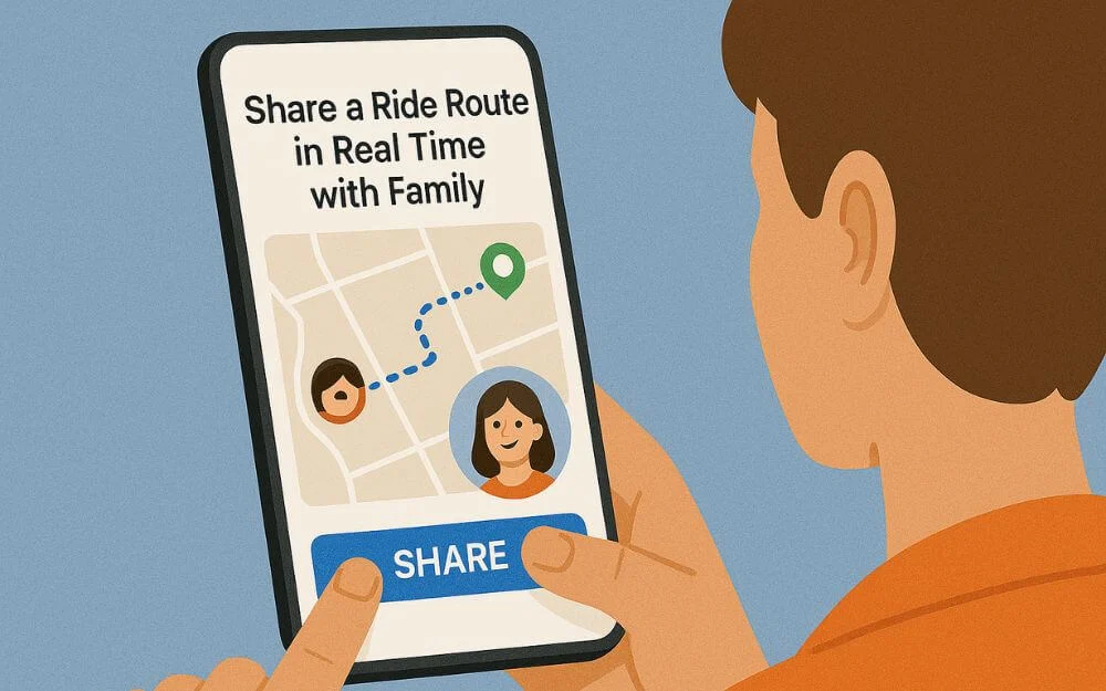 share ride details with your family in the real time using google maps