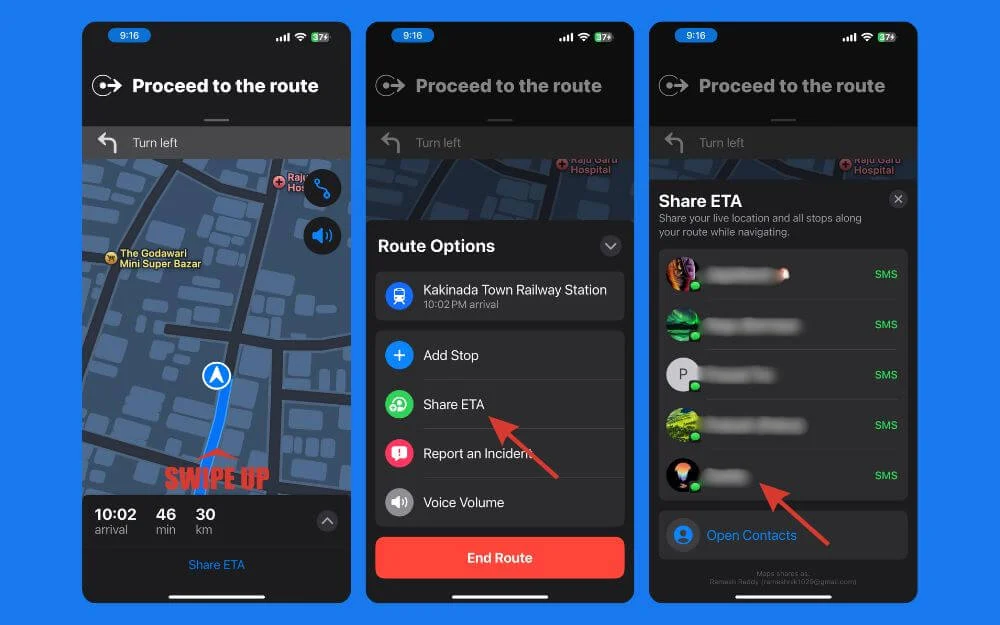 apple maps – share eta