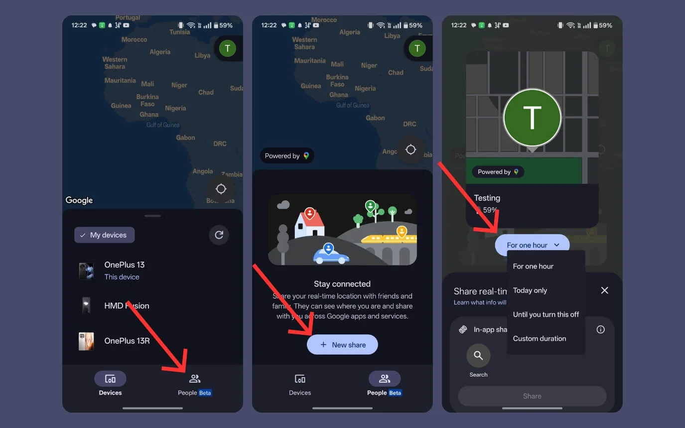 google find hub share location
