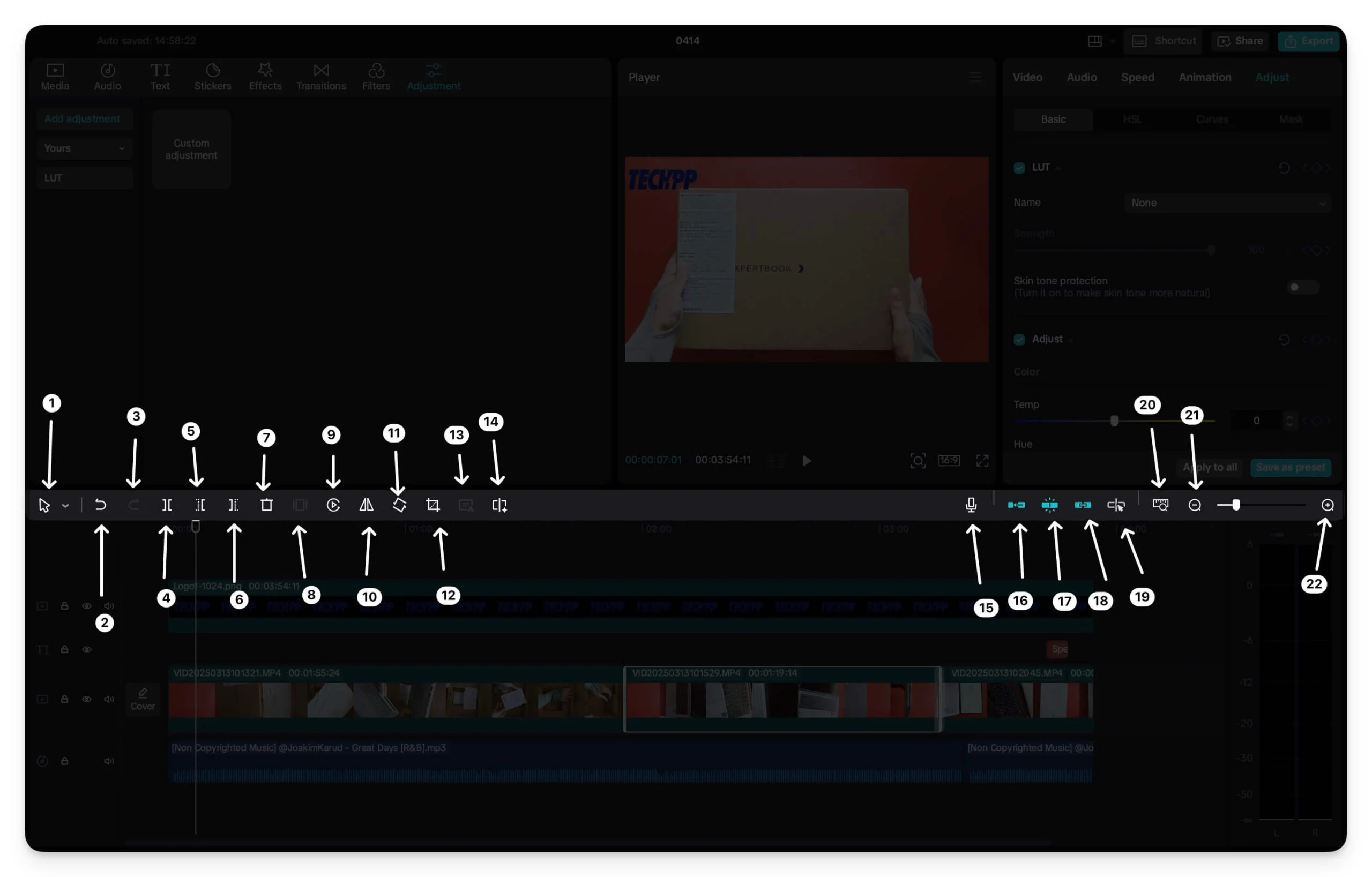 timeline icons and toolbar symbols meaning