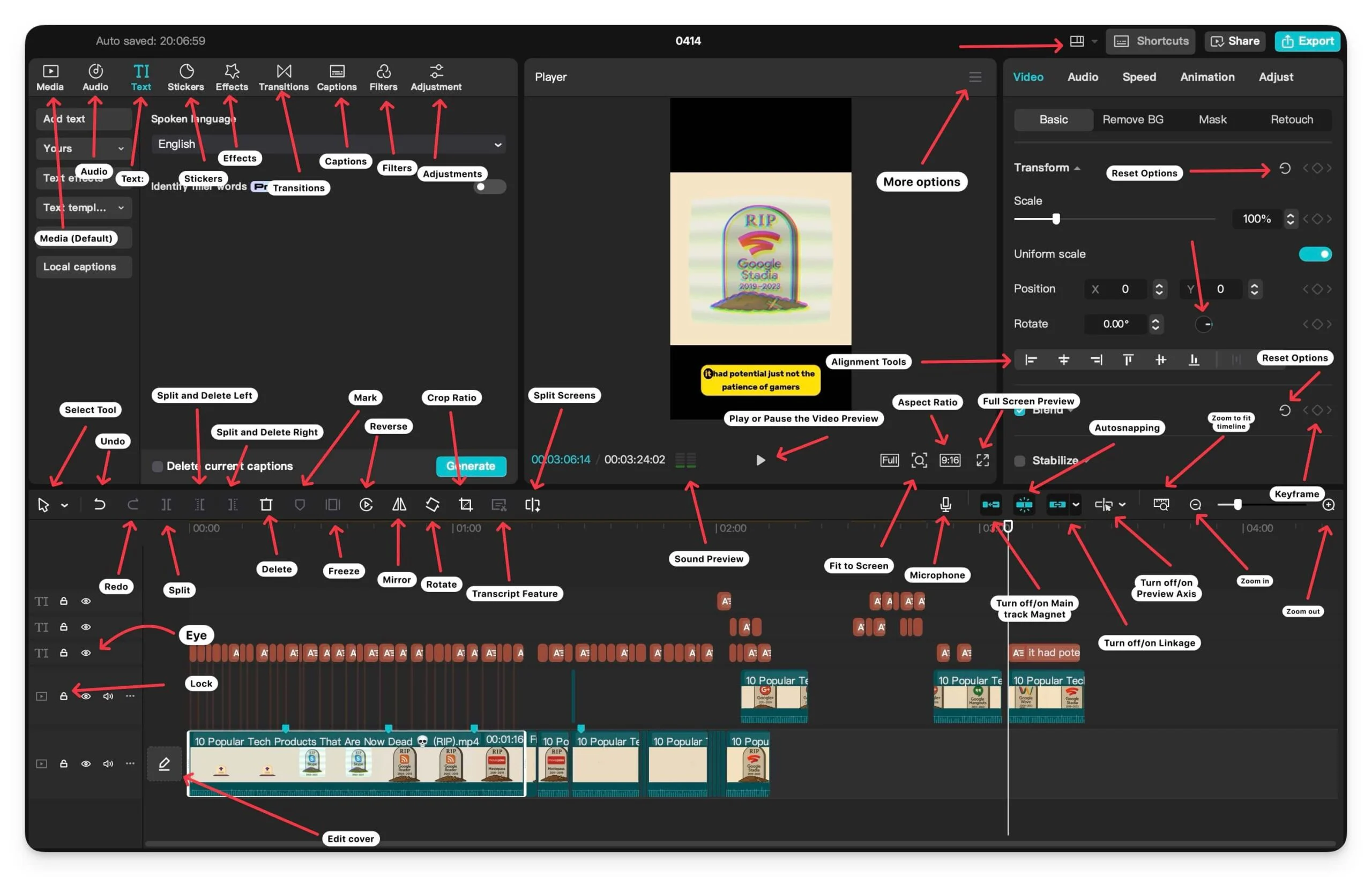 CapeCut Video Editor Desktop Legend e Icone Guida in scala capcut video editor desktop legend and icons guide