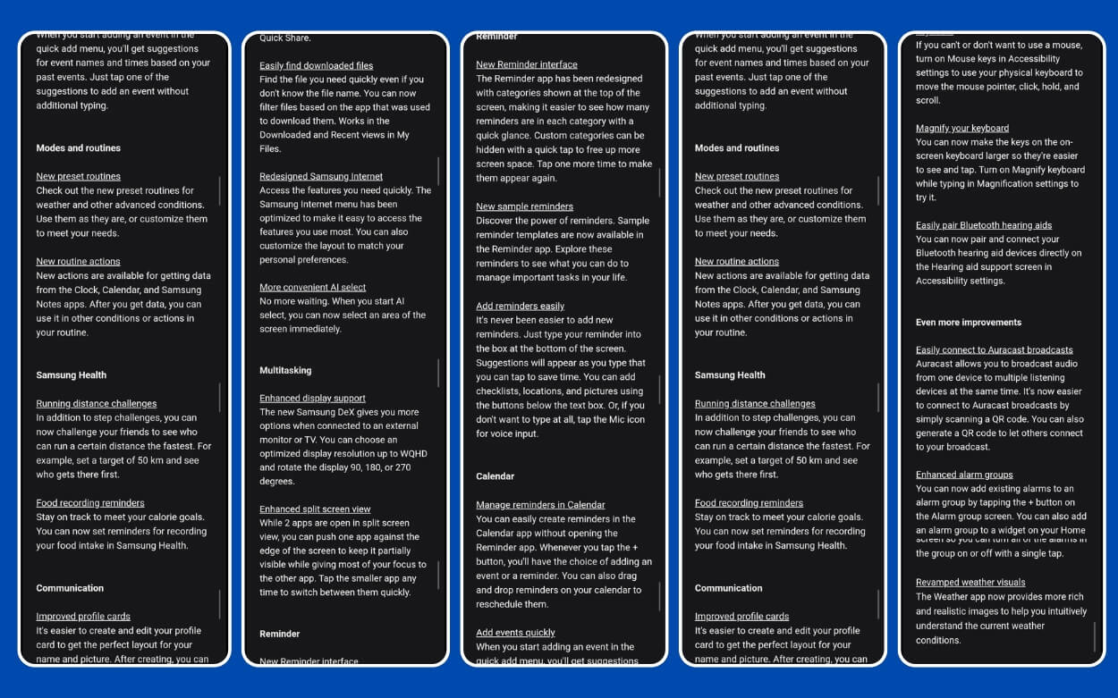 samsung oneui 8 full change log