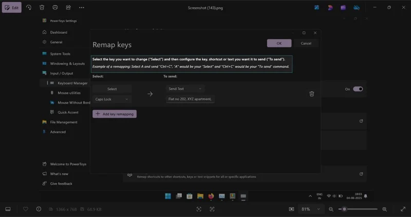 using the text extractor powertoys tool to extract text from a screenshot.