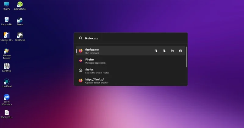 using powertoys run on a windows pc.