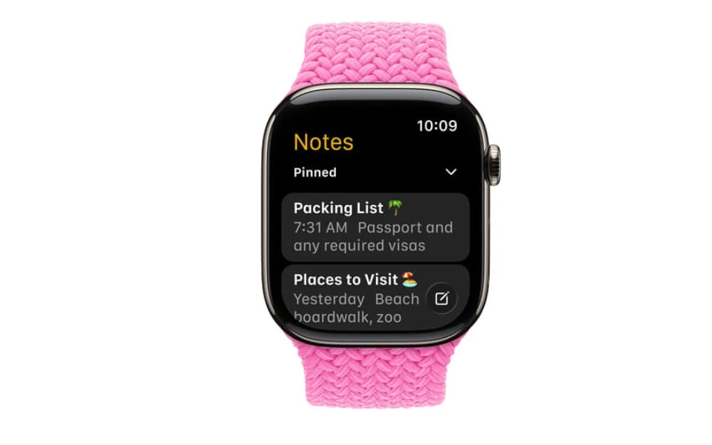 notes app on apple watch os 26