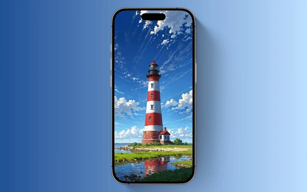 red and white lighthouse lock screen wallpaper