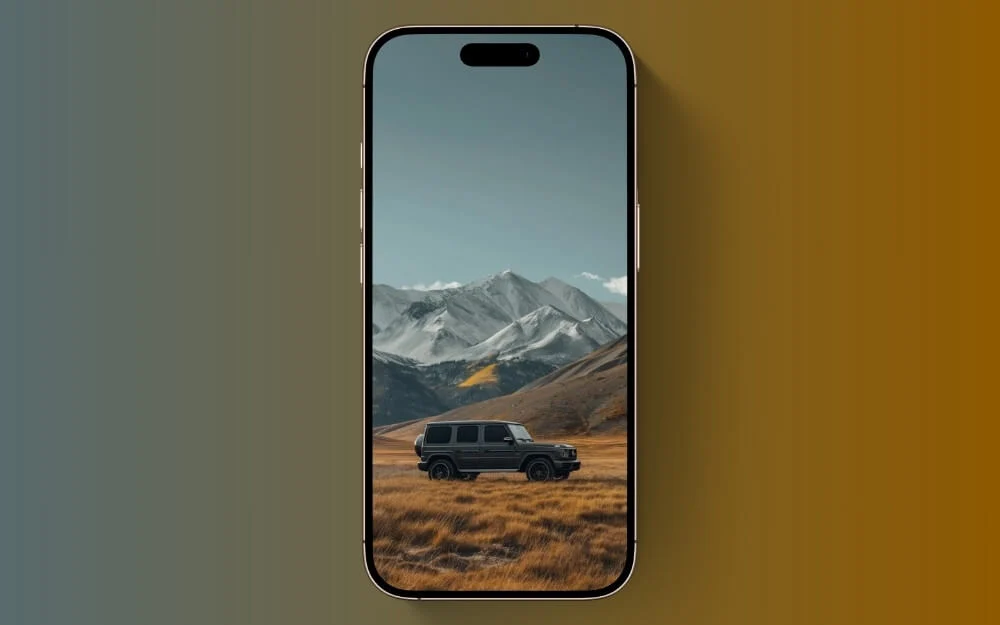 black suv in mountain field lock screen wallpaper