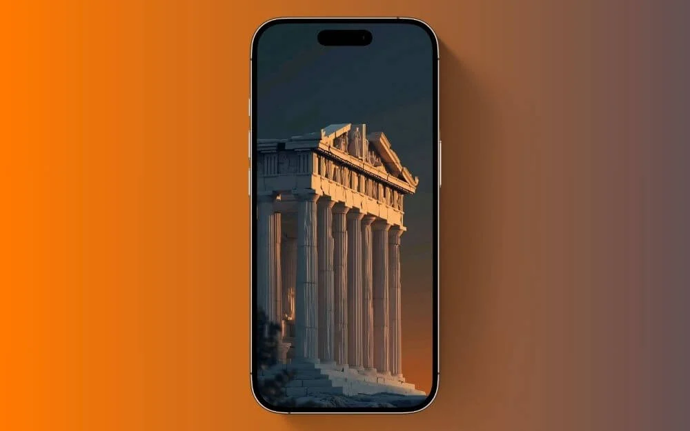 ancient greek temple at sunset lock screen wallpaper
