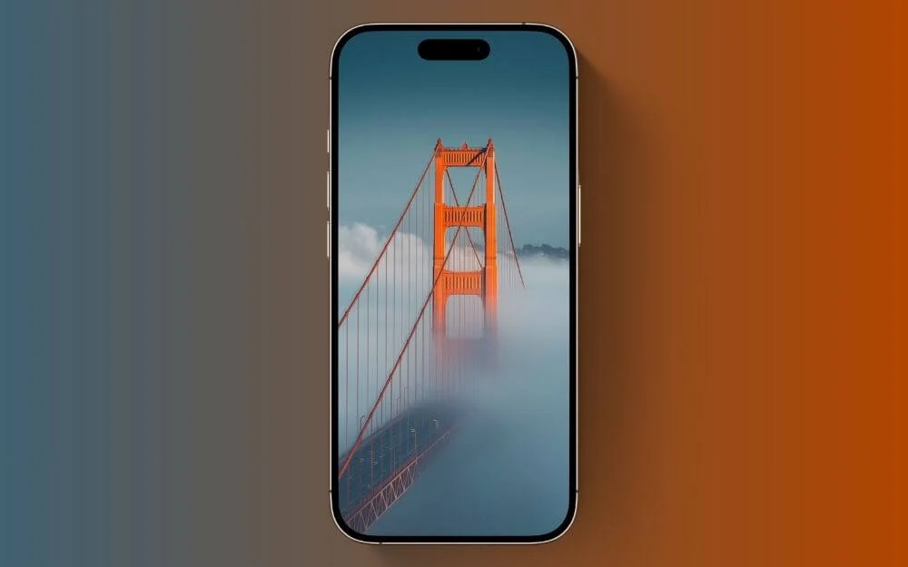 golden gate bridge in fog lock screen wallpaper