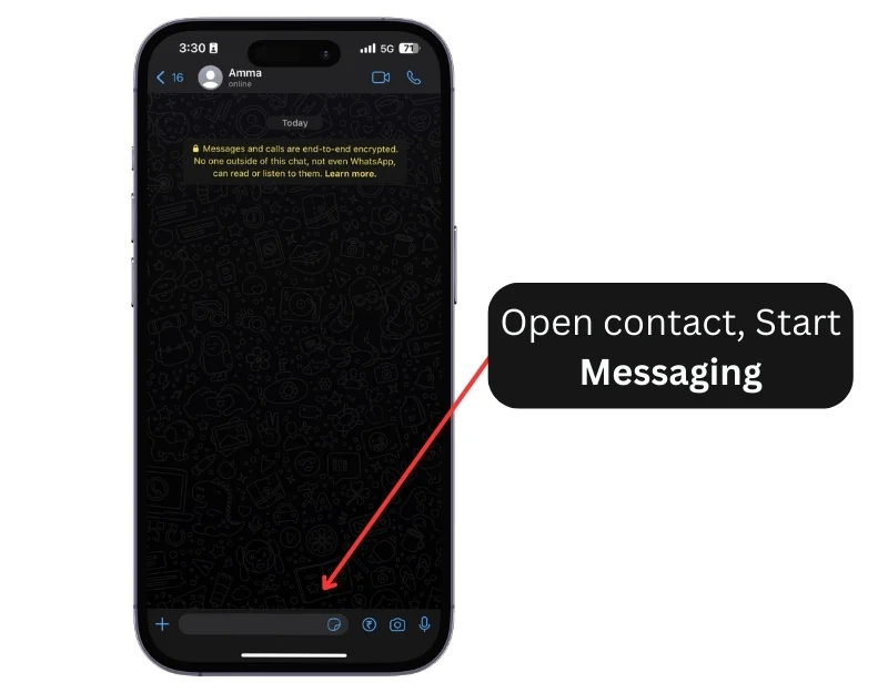 open contacts and start messaging