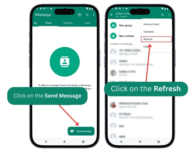 refresh whatsapp contacts