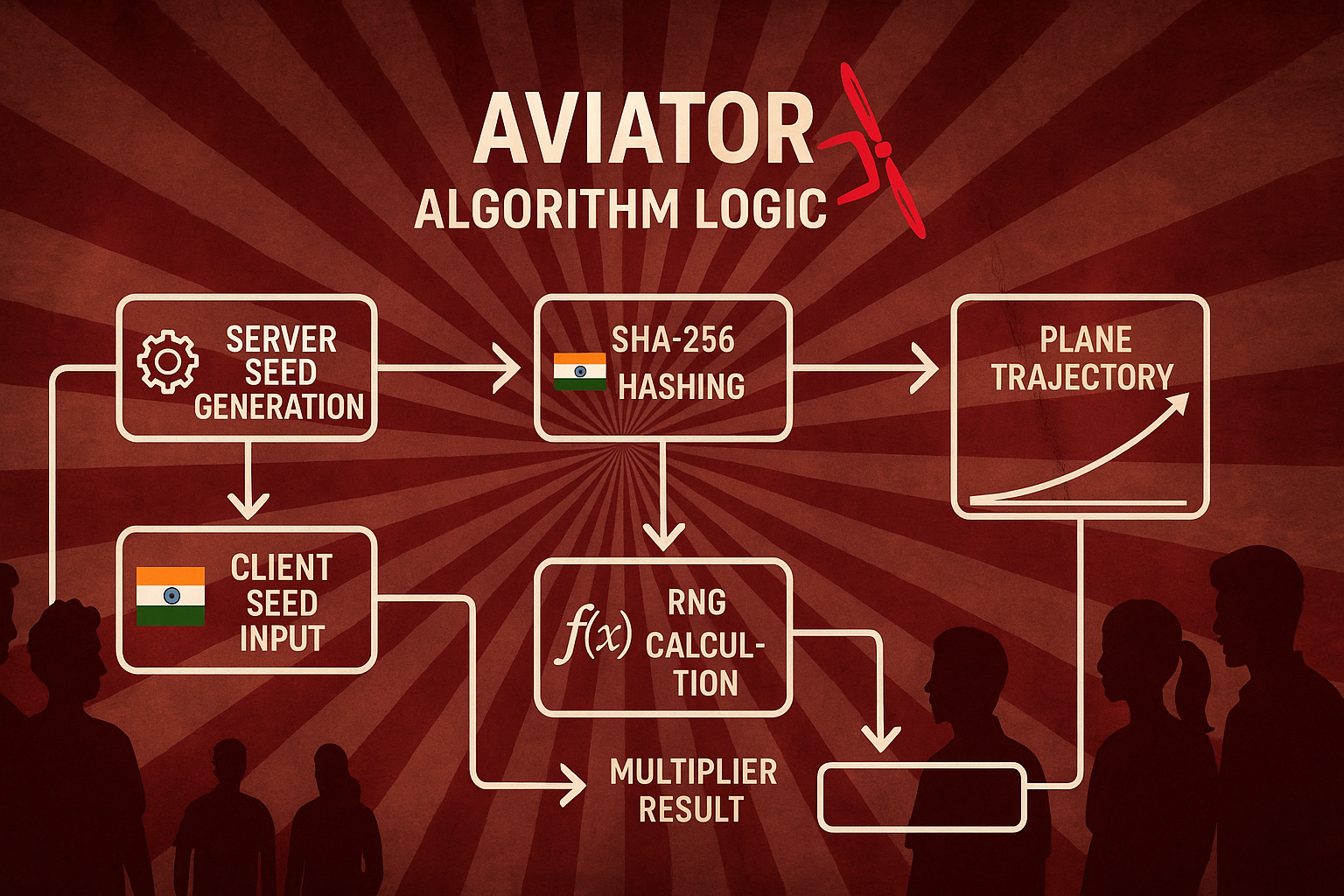 Aviator game algorithm logic flowchart RNG process technical diagram India